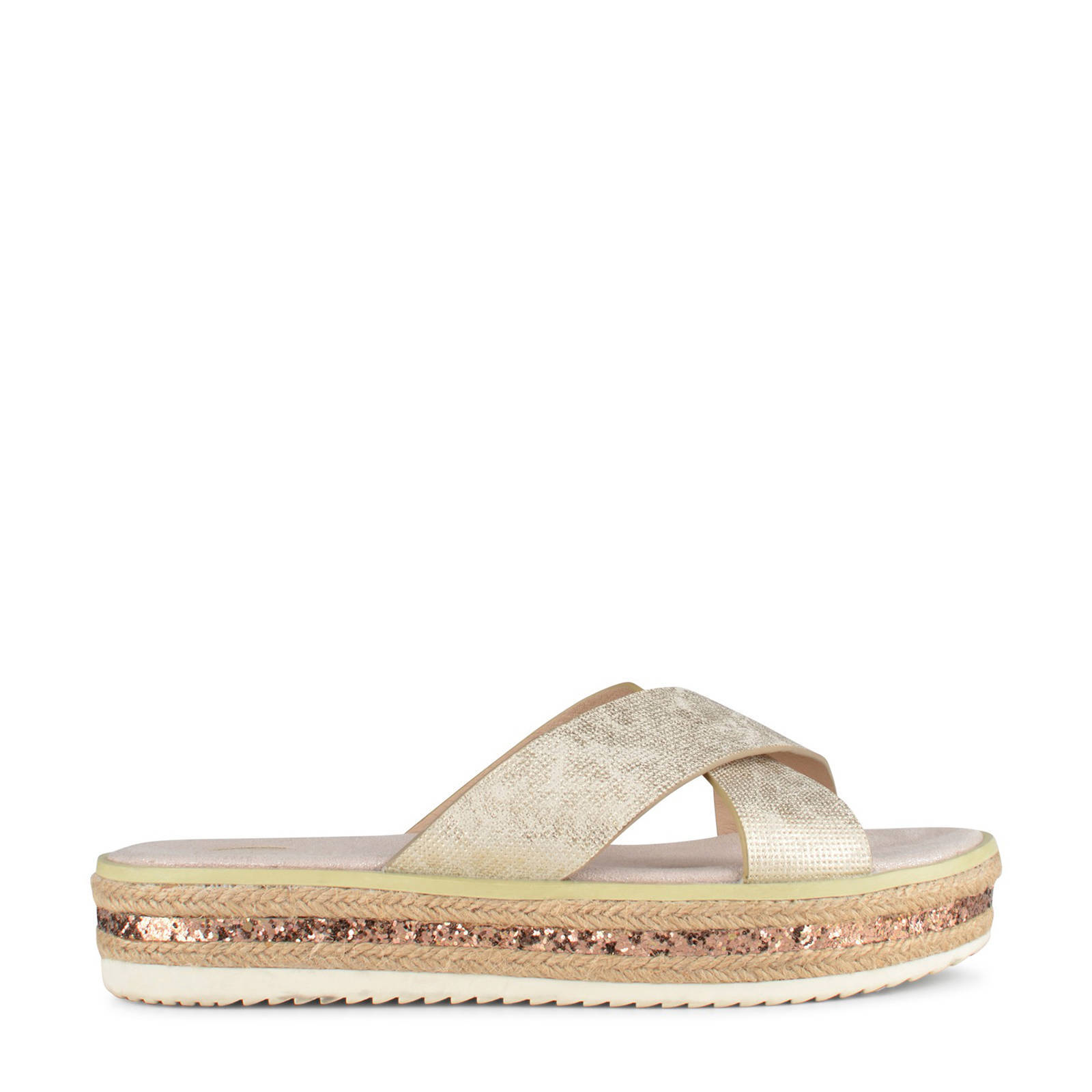 Gabor plateau slippers zwart/wit - Schoenen.nl