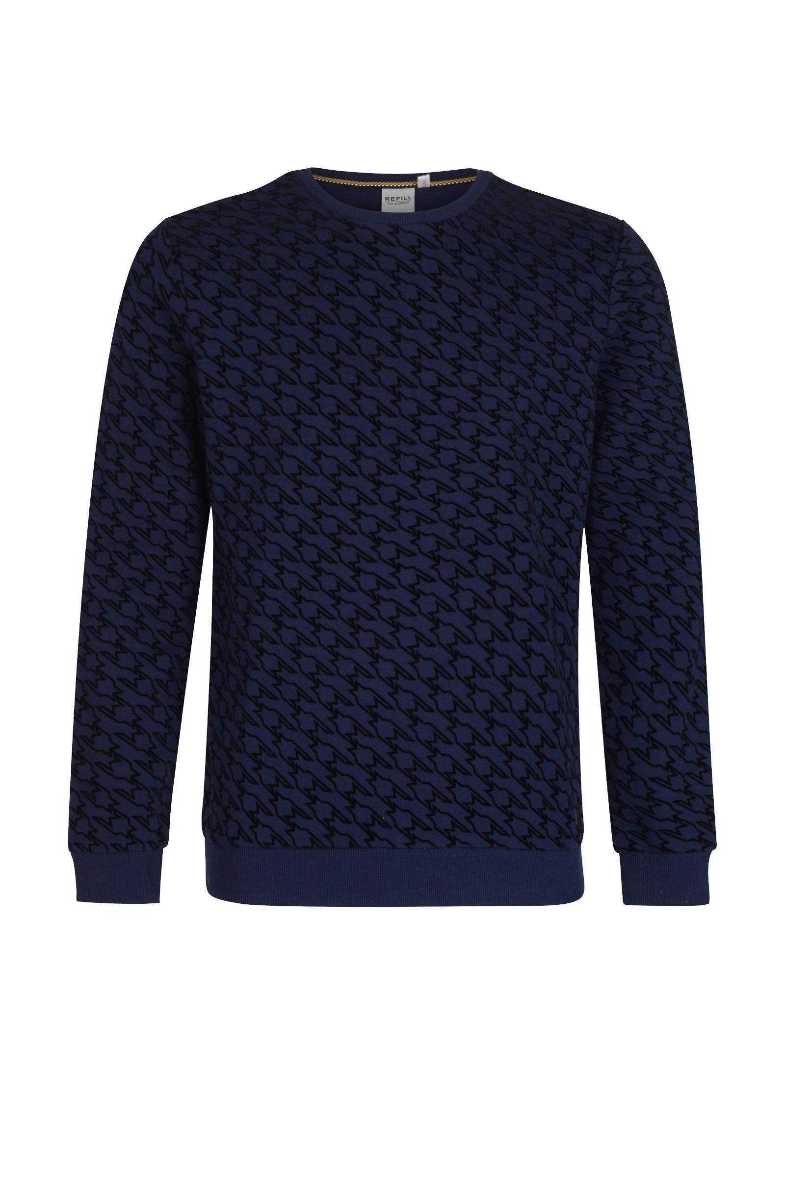 Refill by Shoeby sweater Arno met all over print donkerblauw Refill by Shoeby sweater met all over print petrol | wehkamp