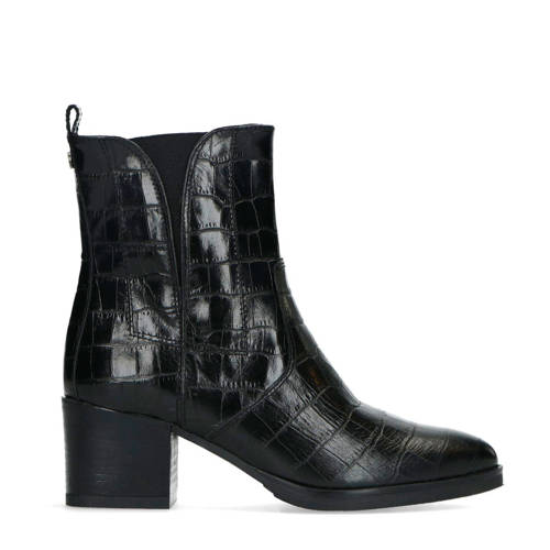 No Stress leren enkellaarzen crocoprint zwart afbeelding