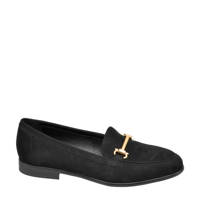 Zwart en gouden dames Graceland loafers van imitatiesuède 