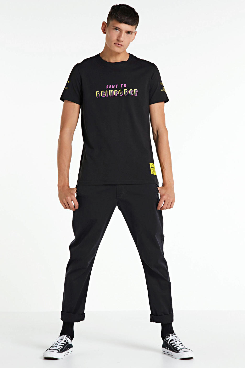 Redefined Rebel T-shirt met tekst zwart