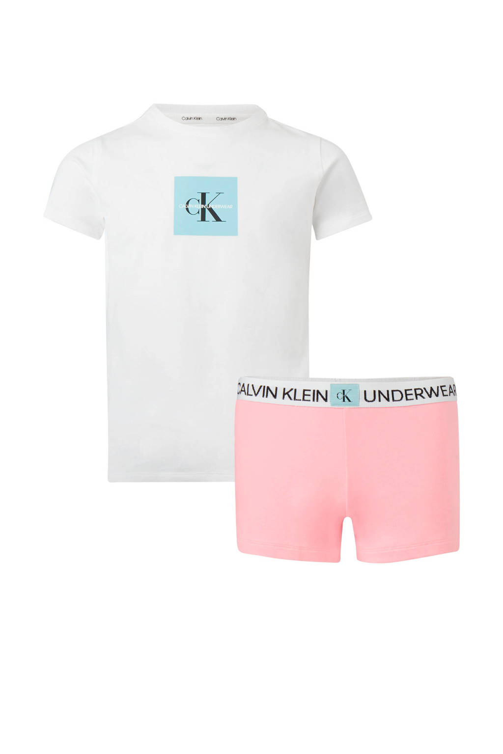 CALVIN KLEIN shortama wit/roze, Wit/roze