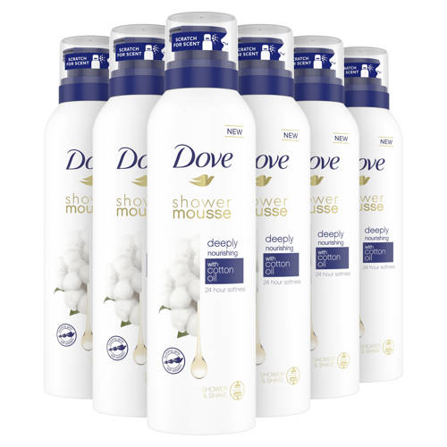 Dove Deeply Nourishing Cotton Oil showermousse - 6 x 200 ml - voordeelverpakking