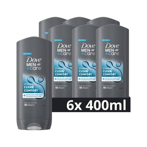 Wehkamp Dove Men+Care Clean Comfort 3-in-1 douchegel - 6 x 400 ml aanbieding