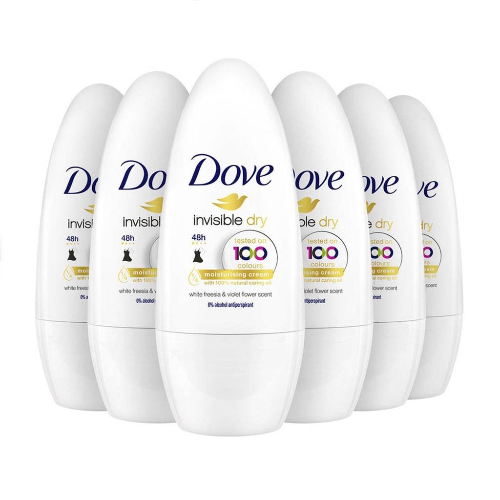 Dove Invisible Dry roller deodorant - 6 x 50 ml - voordeelverpakking