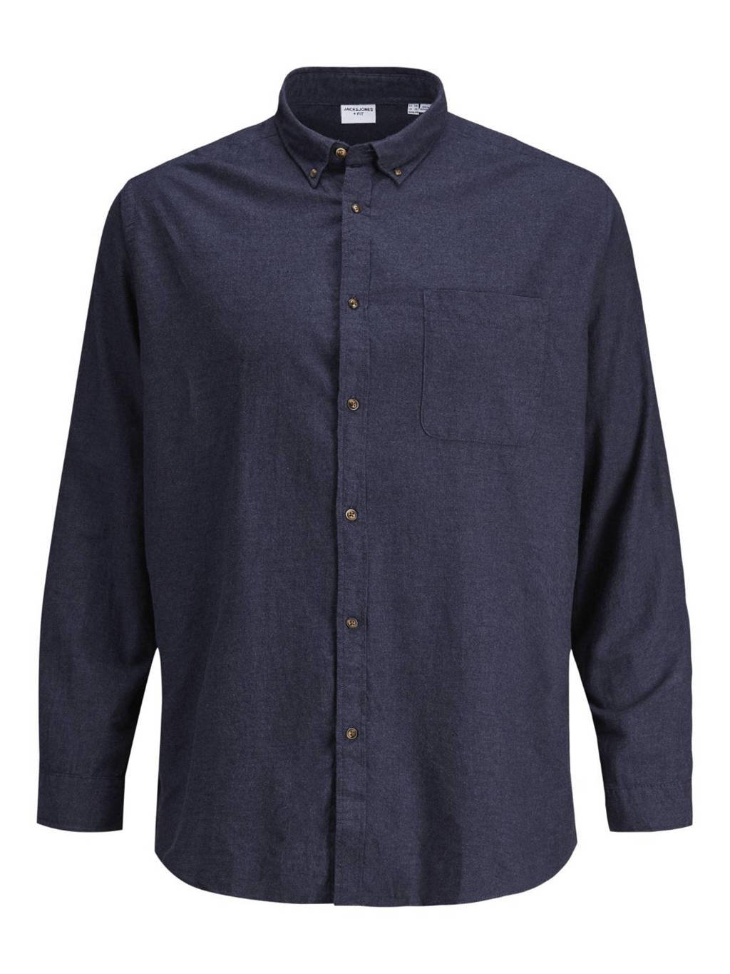 JACK & JONES PLUS SIZE gemêleerd regular fit overhemd donkerblauw, Donkerblauw