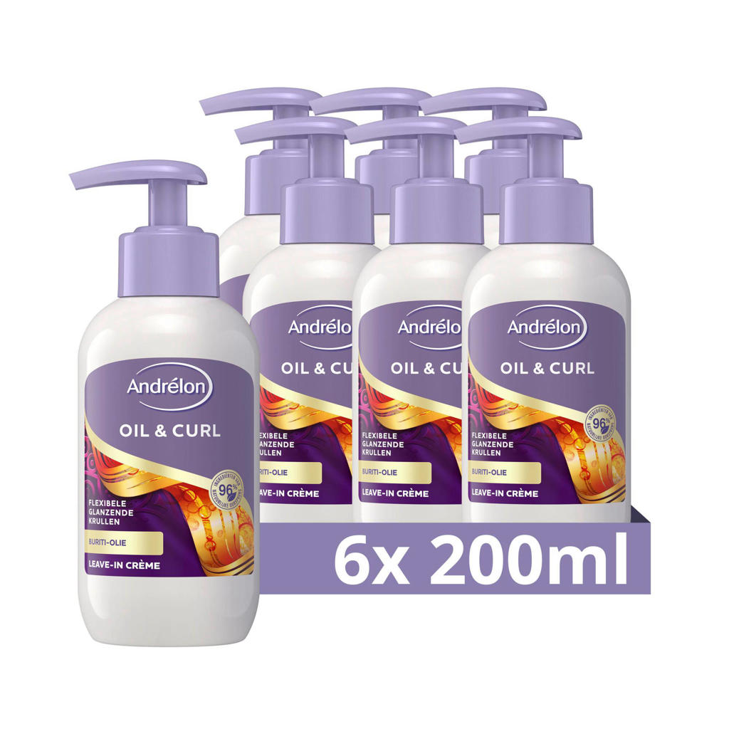 Andrélon Oil & Curl leave-in crème - 6 x 200 ml - voordeelverpakking