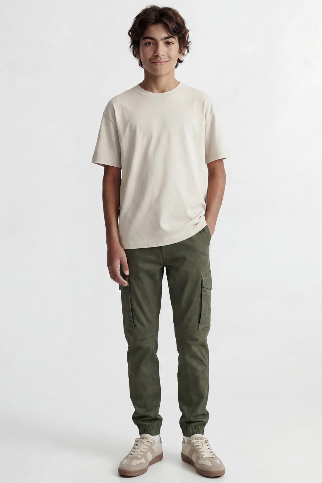 JACK & JONES JUNIOR cargobroek JJIPAUL olijfgroen