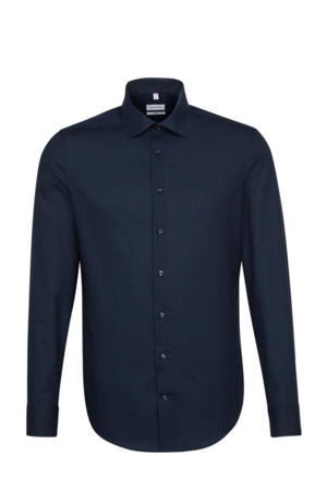 slim fit overhemd donkerblauw