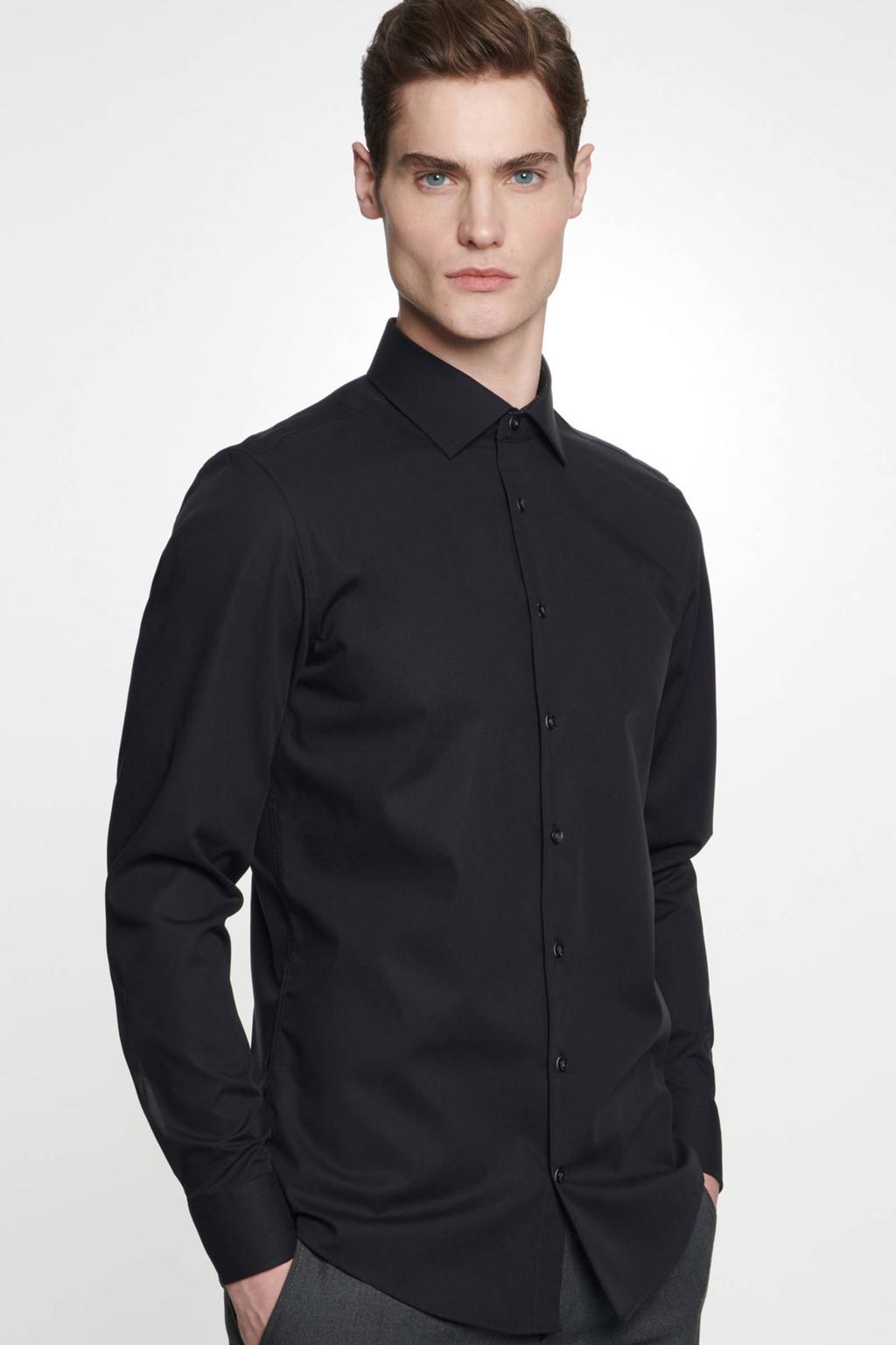Seidensticker slim fit overhemd zwart