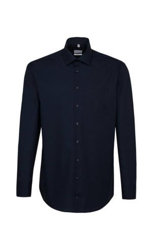 regular fit overhemd donkerblauw