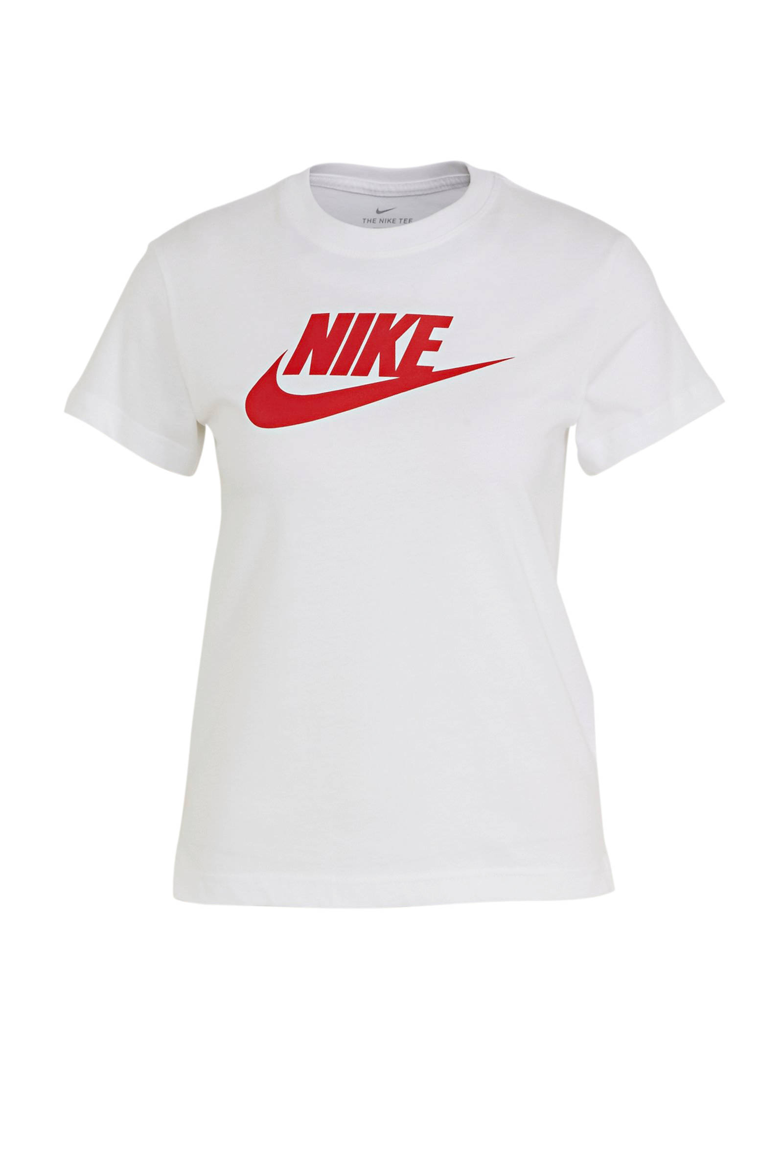 Nike T-shirt wit/rood | wehkamp