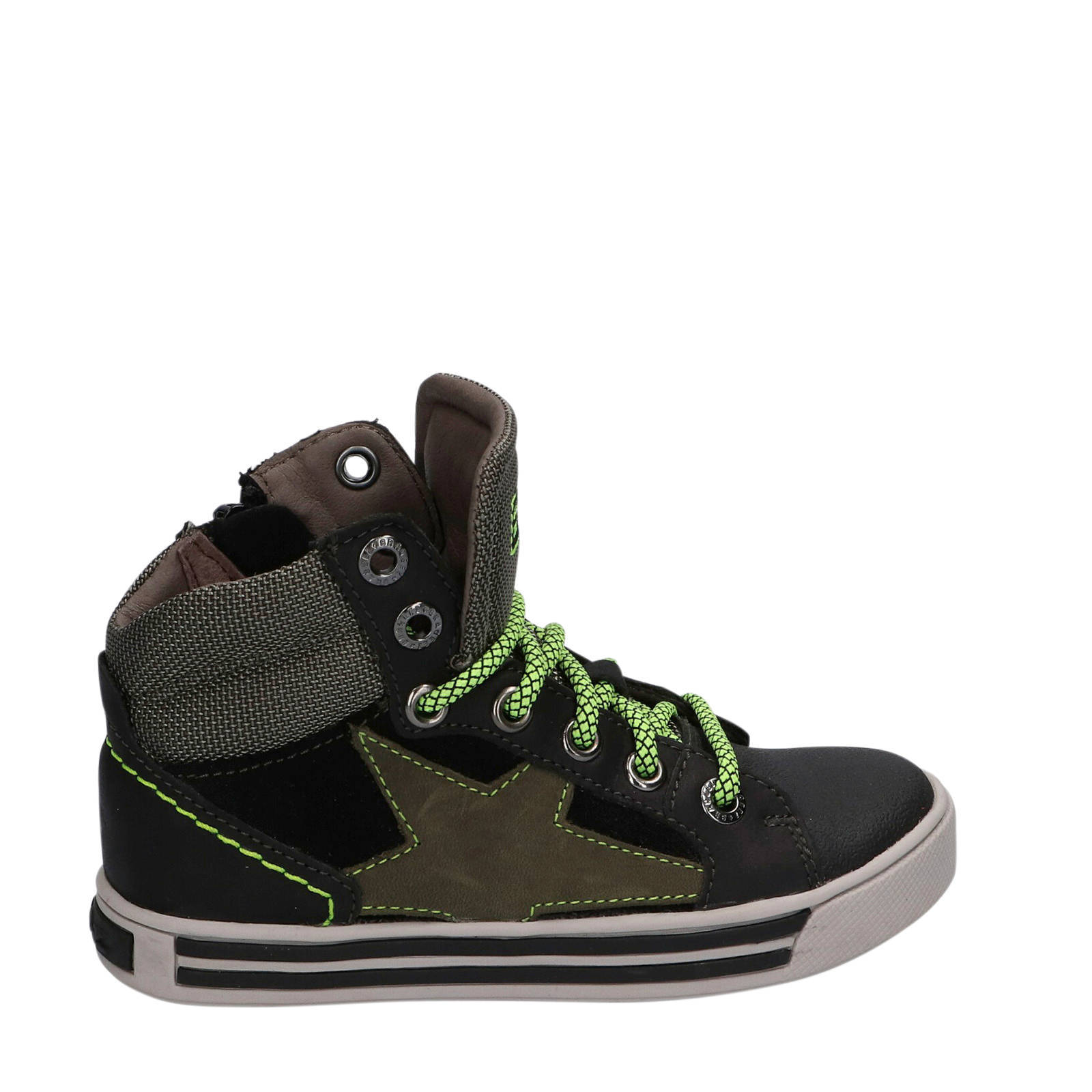 Braqeez Dylan Day hoge leren sneakers zwart/groen | wehkamp