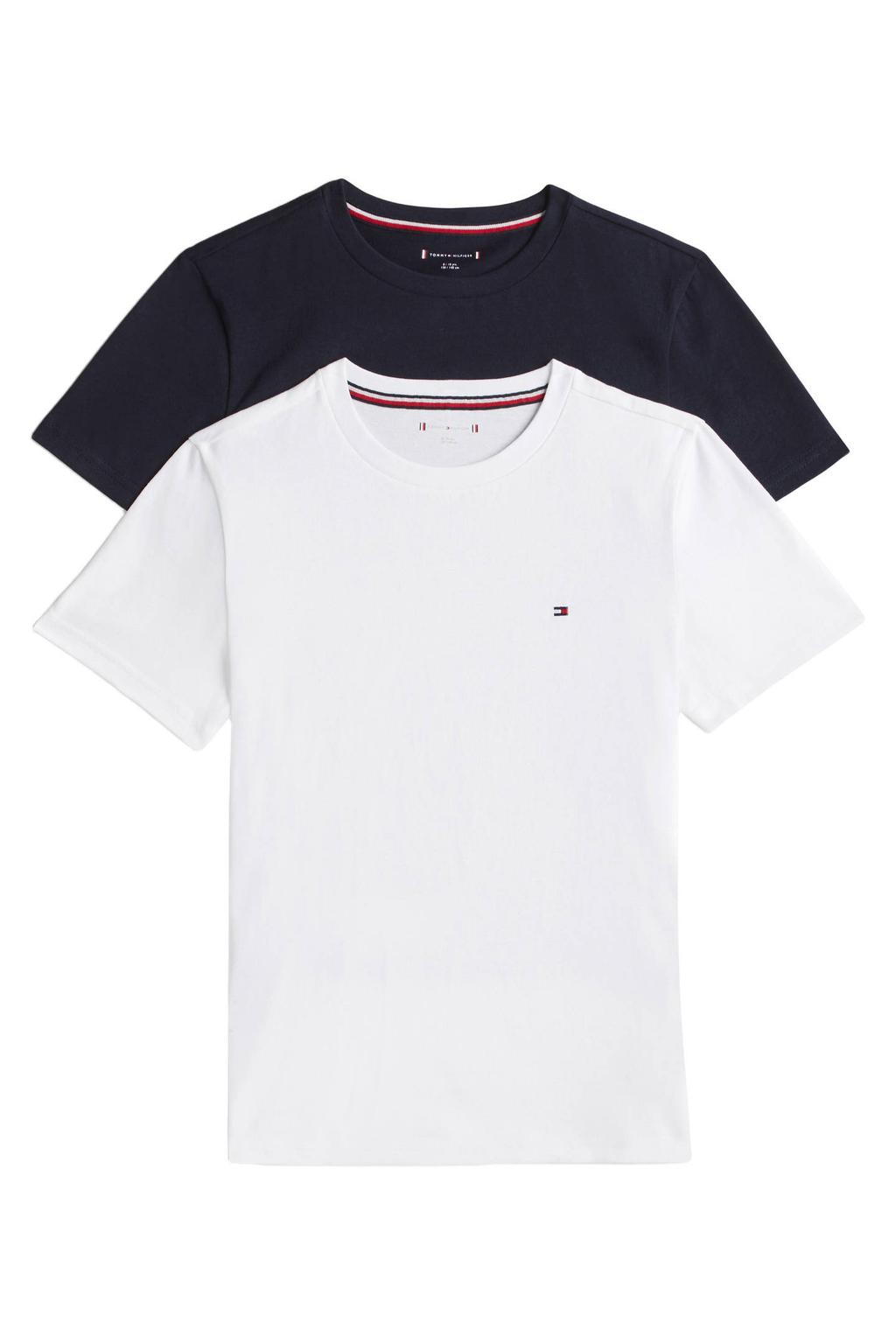 Set van 2 donkerblauwe jongens Tommy Hilfiger T-shirt van katoen met logo dessin, korte mouwen en ronde hals