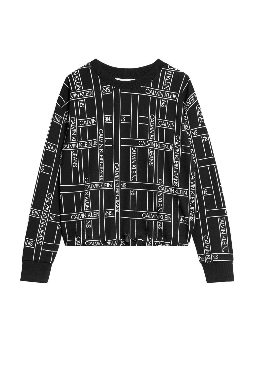 CALVIN KLEIN JEANS sweater met all over print zwart/wit, Zwart/wit
