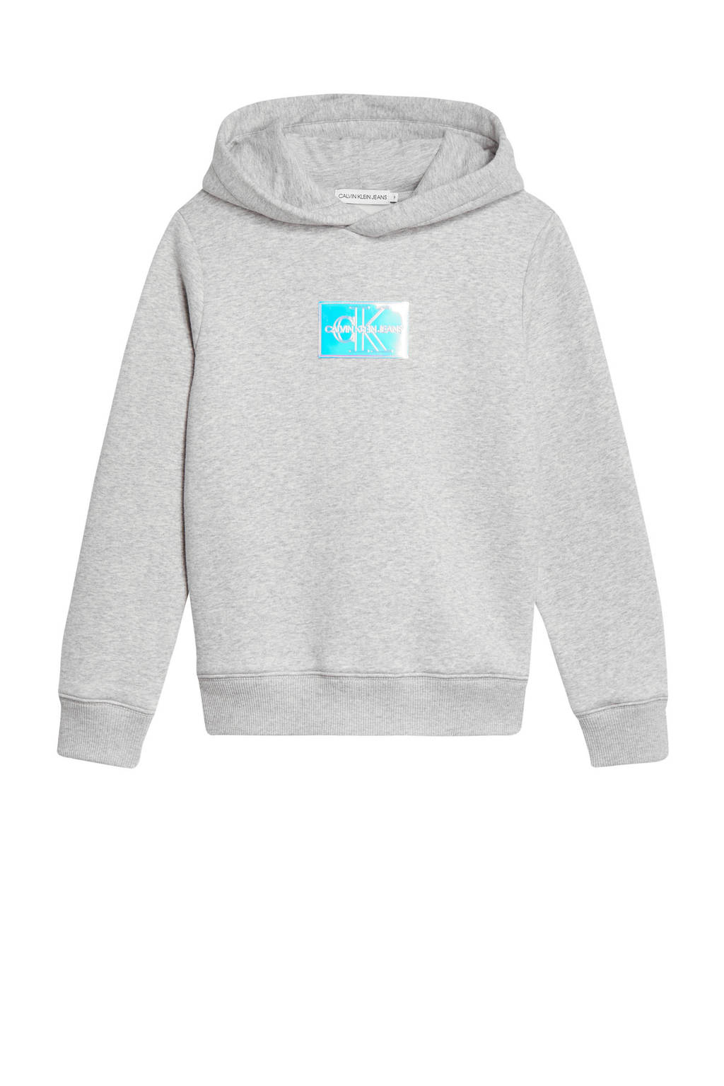 CALVIN KLEIN JEANS hoodie met logo lichtgrijs, Lichtgrijs