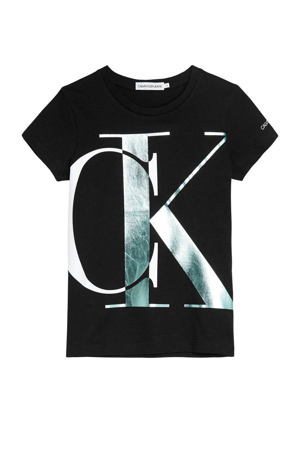 CALVIN KLEIN JEANS T-shirt van biologisch katoen zwart/wit, Zwart/wit