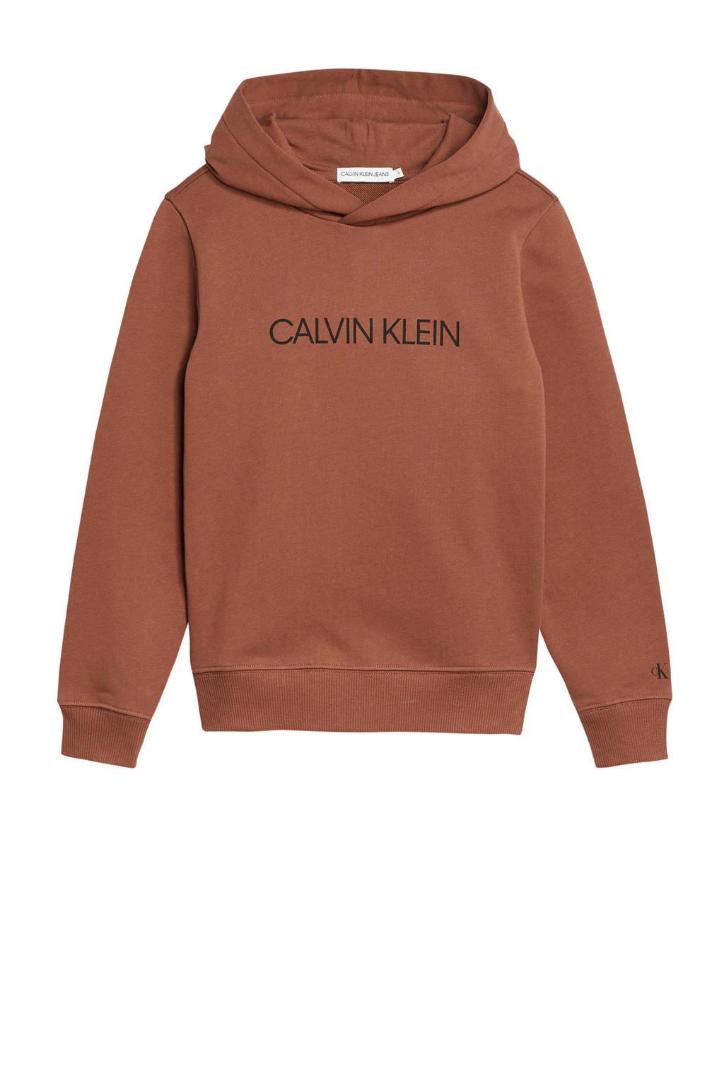 CALVIN KLEIN JEANS hoodie met logo cognac/zwart, Cognac/zwart