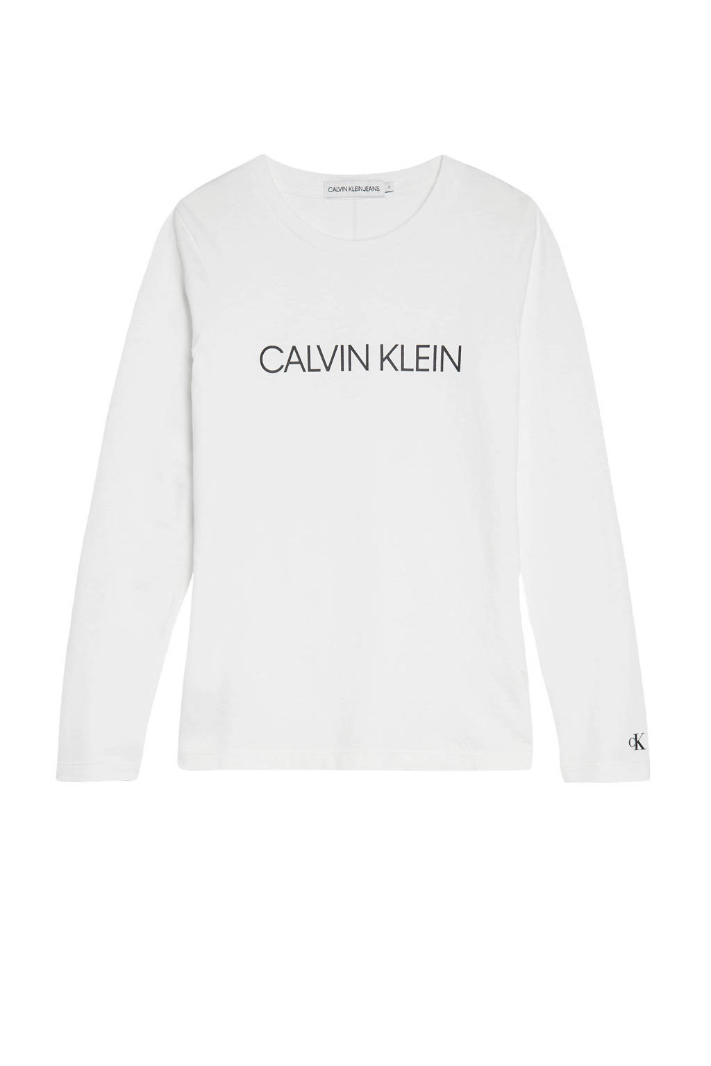 CALVIN KLEIN JEANS longsleeve van biologisch katoen wit/zwart, Wit/zwart