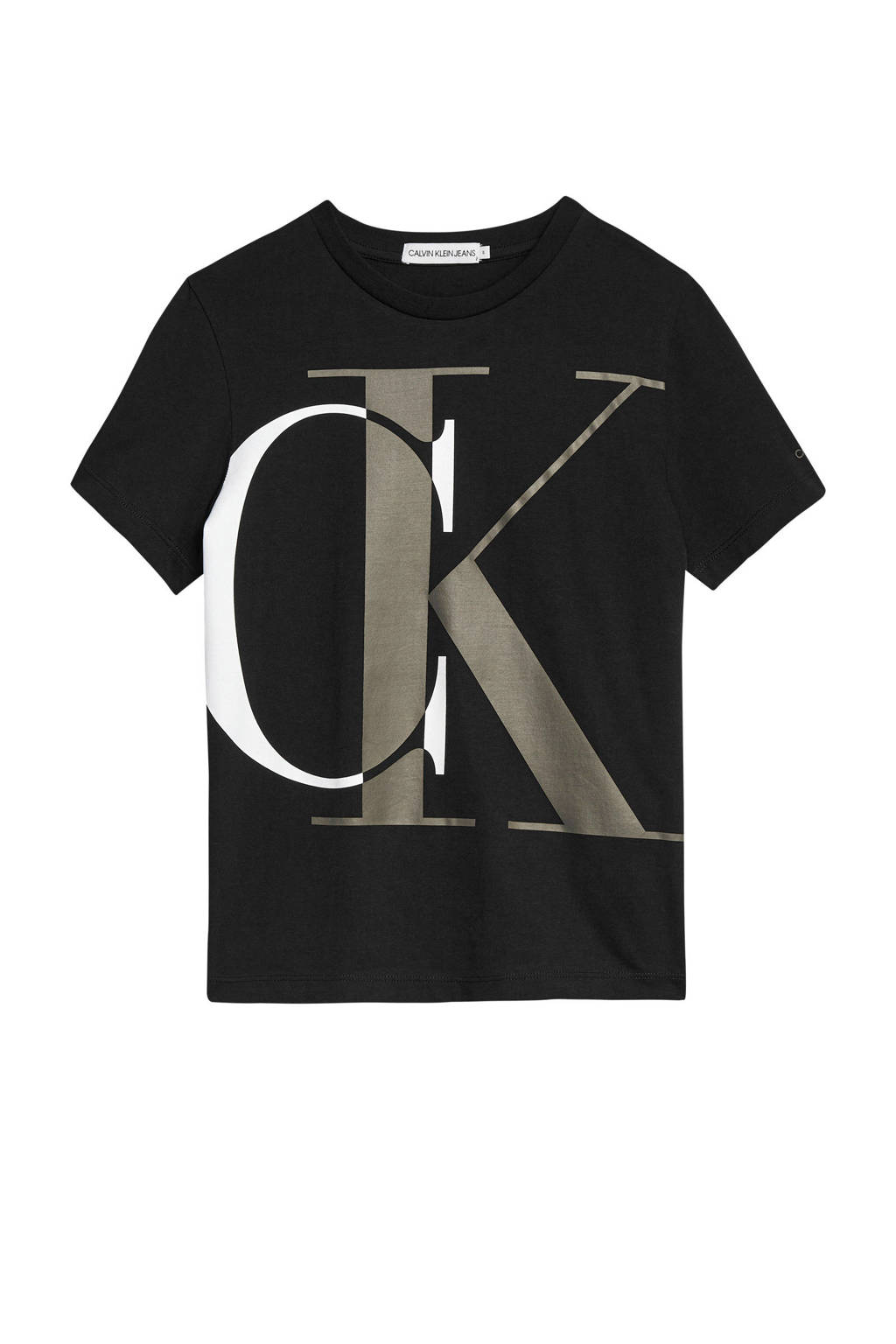 CALVIN KLEIN JEANS T-shirt van biologisch katoen zwart/antraciet/wit, Zwart/antraciet/wit