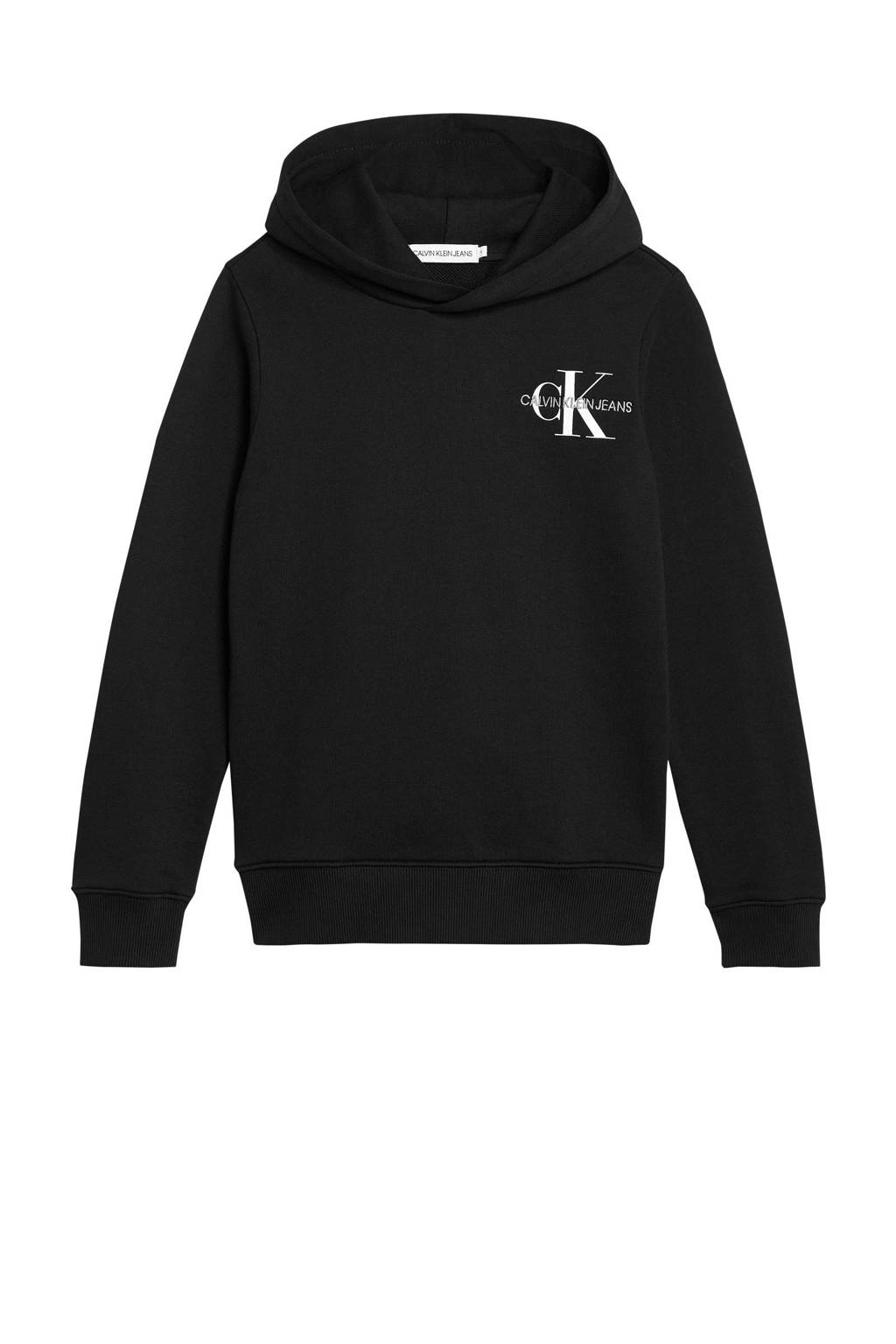 CALVIN KLEIN JEANS hoodie met logo zwart/wit, Zwart/wit