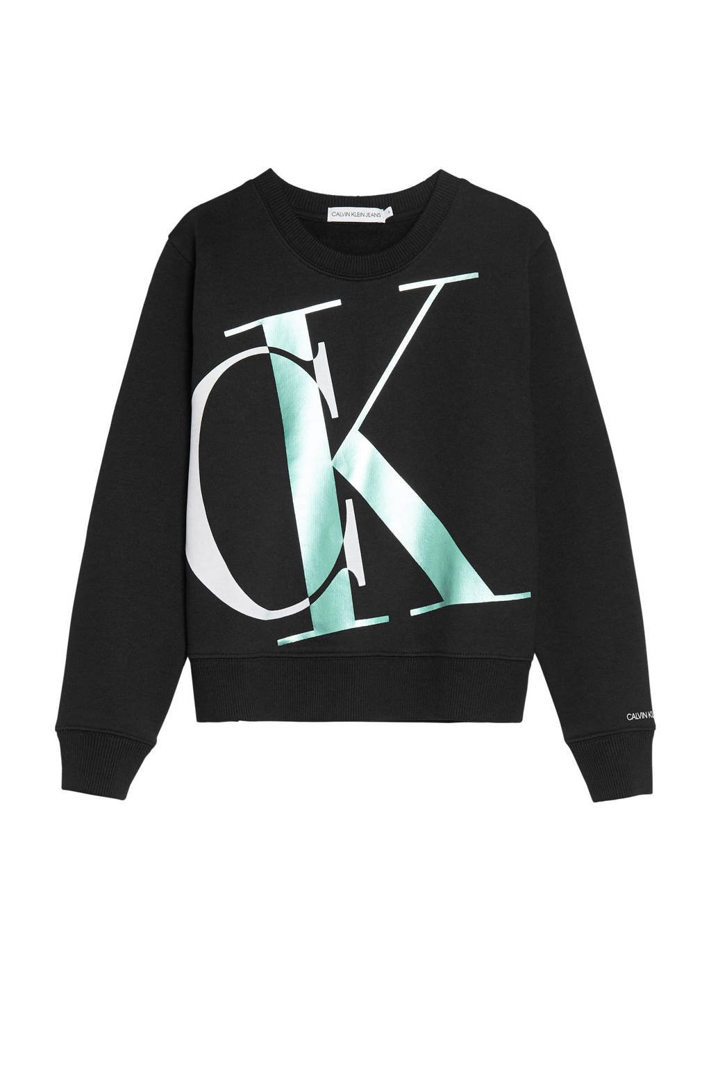 CALVIN KLEIN JEANS sweater met logo zwart/wit, Zwart/wit