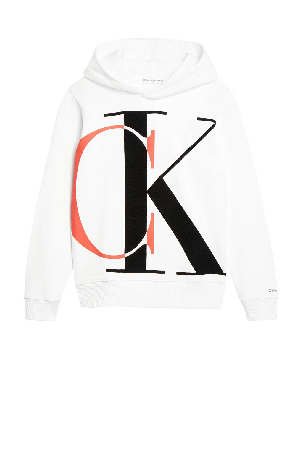 CALVIN KLEIN JEANS hoodie met logo wit/zwart/oranje, Wit/zwart/oranje