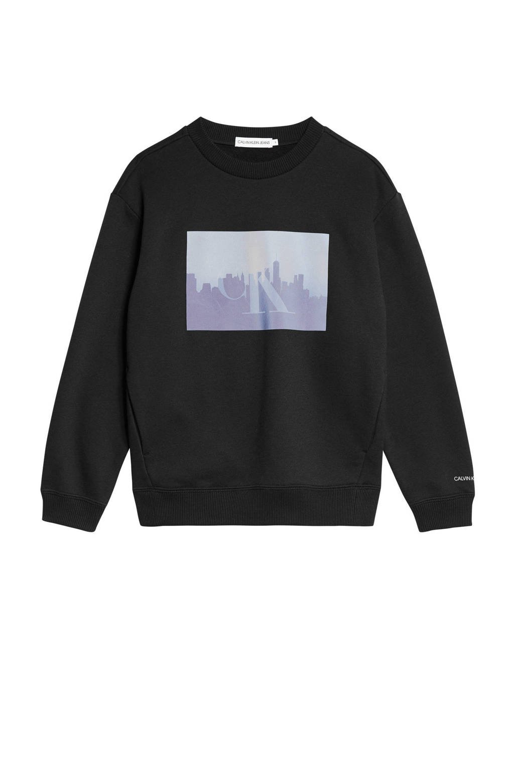 CALVIN KLEIN JEANS sweater met logo zwart, Zwart