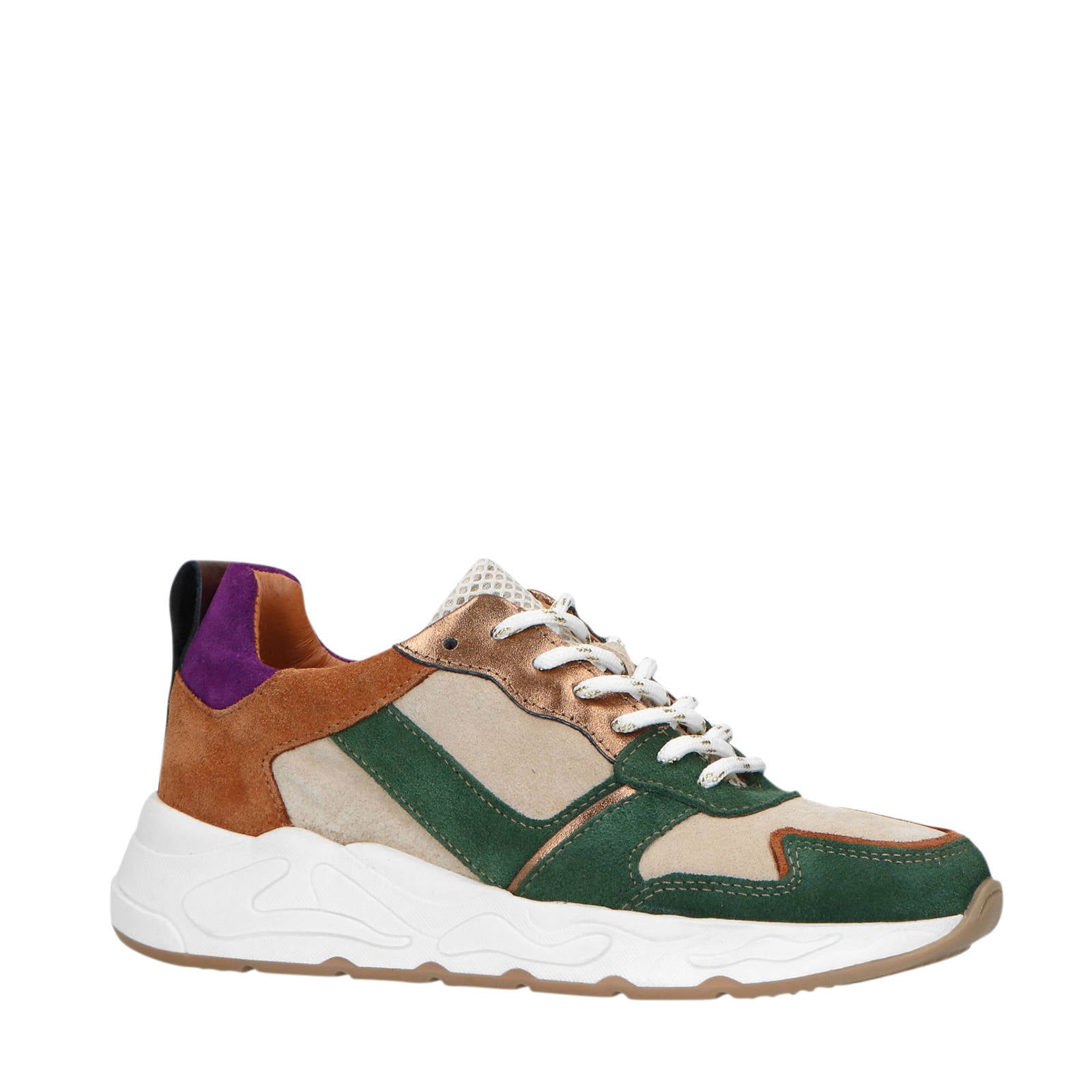 Manfield suède sneakers groen/multi | wehkamp