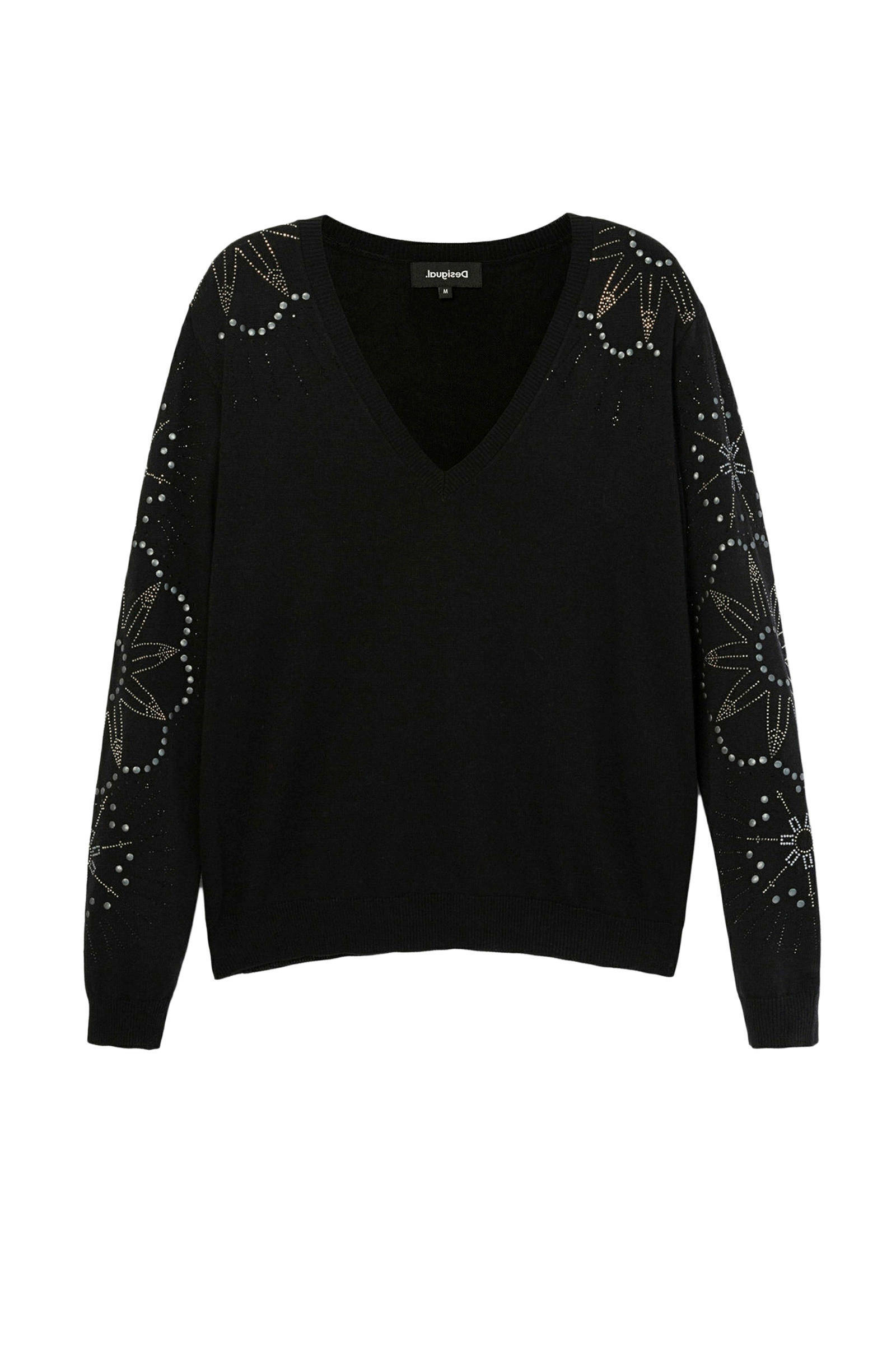Desigual trui met printopdruk en sierstenen zwartzilver desigual Dames Truien & Vesten in maat S | KLEDING.nl