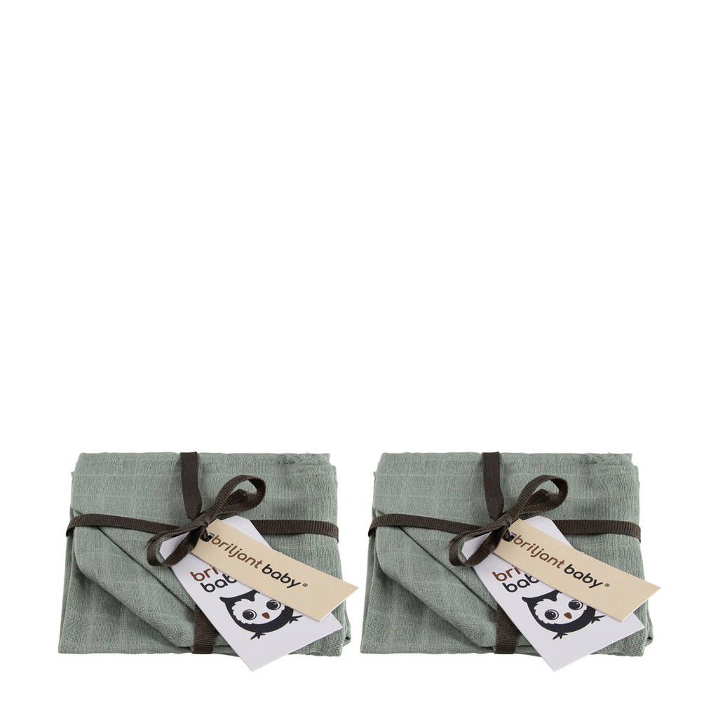 Briljant Baby hydrofiel monddoekje uni- 2x set van 3 groen, Groen