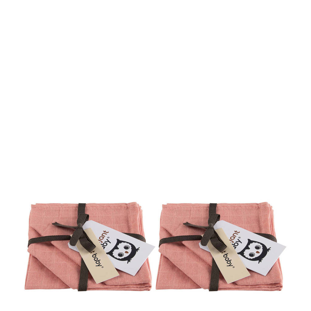 Briljant Baby hydrofiel monddoekje uni- 2x set van 3 roze, Roze