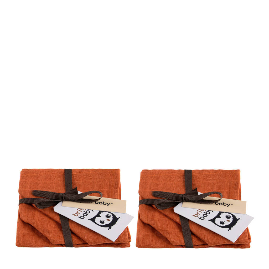 Briljant Baby hydrofiel monddoekje Uni- set van 6 terra