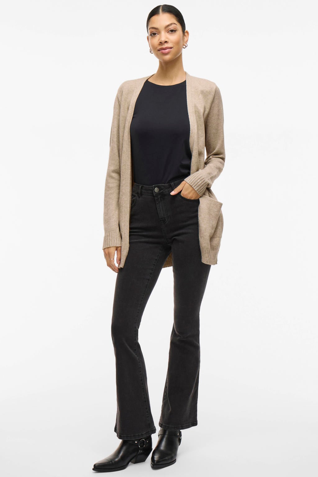VILA gemêleerd gebreid vest VIRIL beige