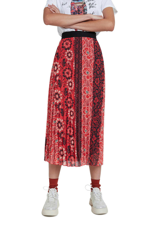 Ervaren persoon Kietelen nogmaals Desigual semi-transparante plissé rok met all over print rood/zwart/wit |  wehkamp