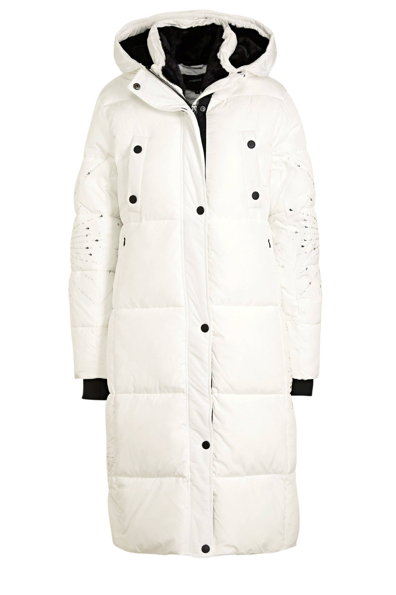 Desigual gewatteerde jas met strass steentjes wit/zilver/zwart online kopen