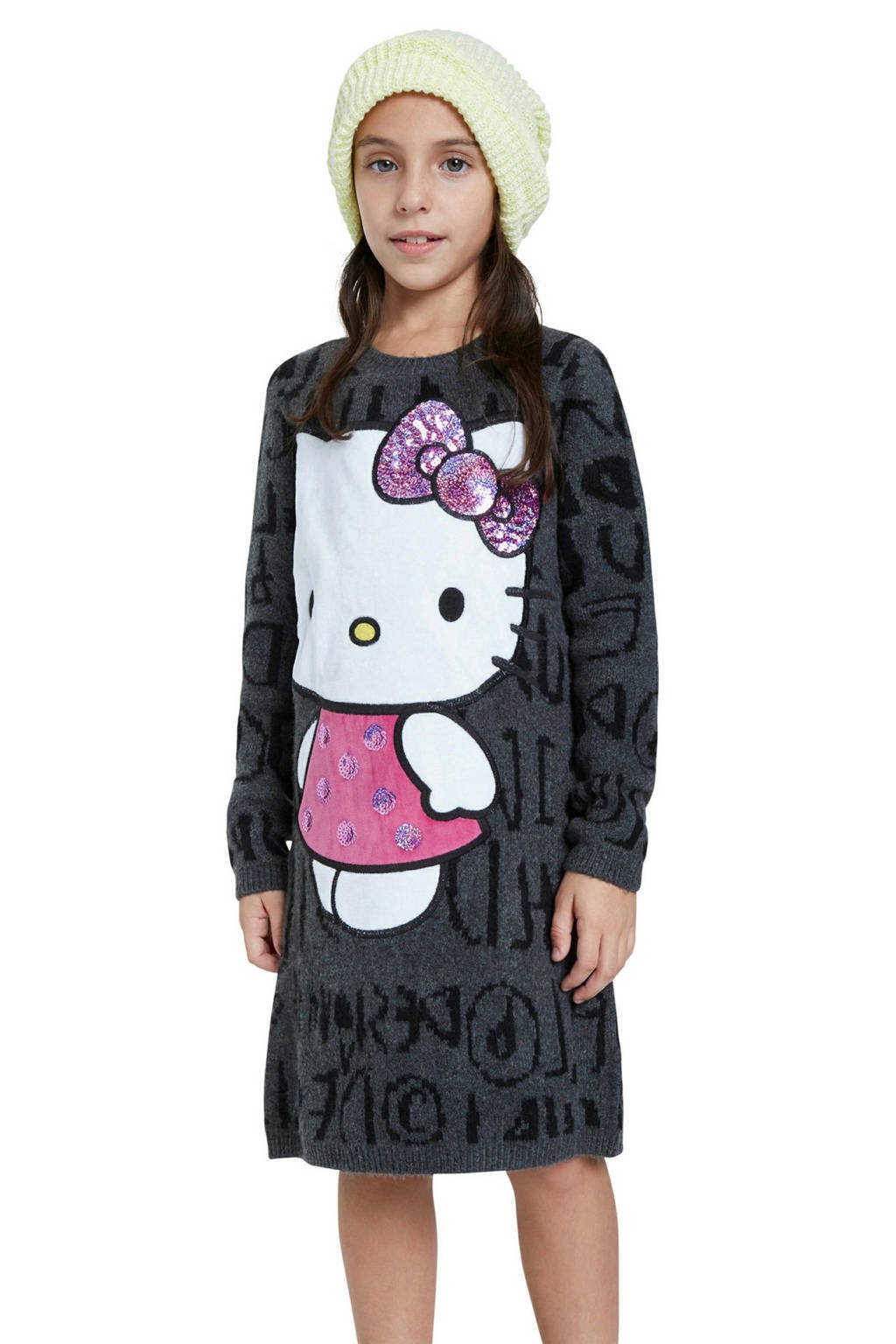 eerste Sociaal Voorkeur Desigual Hello Kitty jurk grijs melange | wehkamp