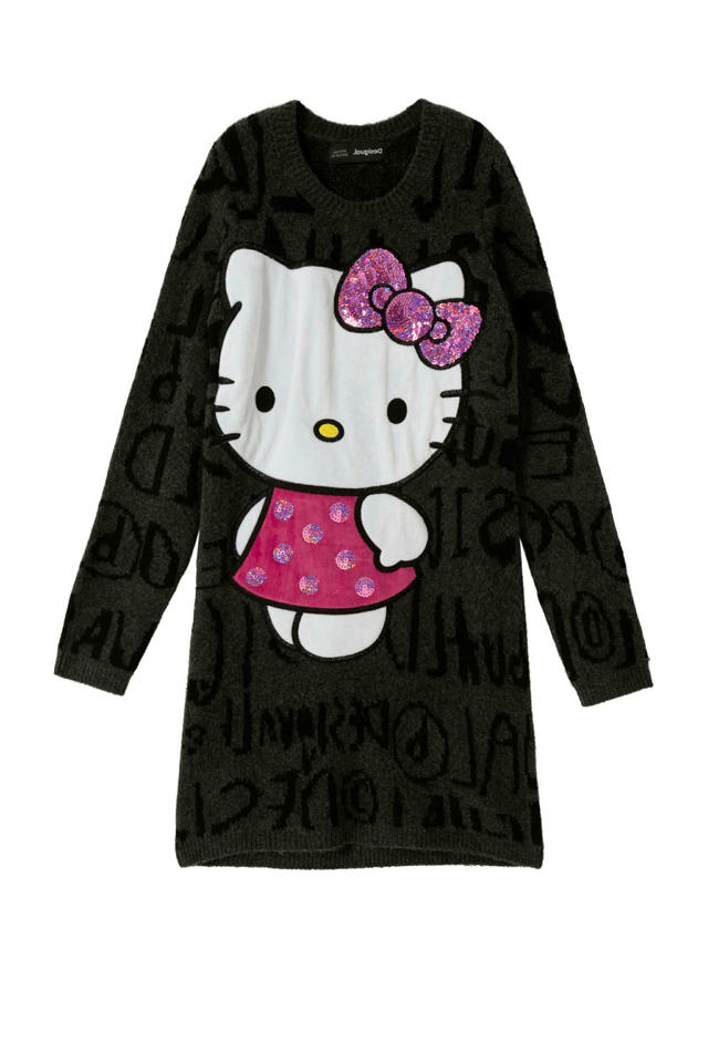 Hello Kitty jurk grijs melange | wehkamp