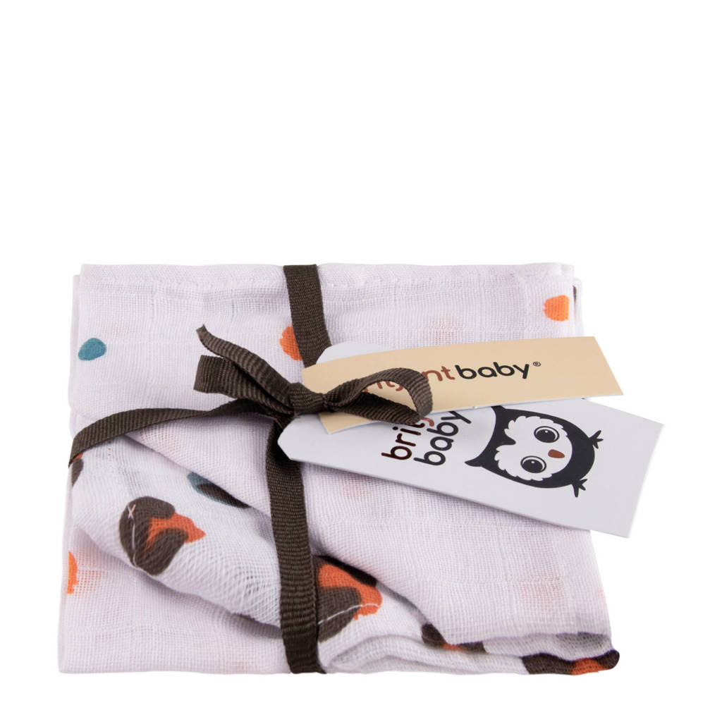 Briljant Baby Africa hydrofiel luier - set van 3 wit/blauw/oranje, Wit/blauw/oranje