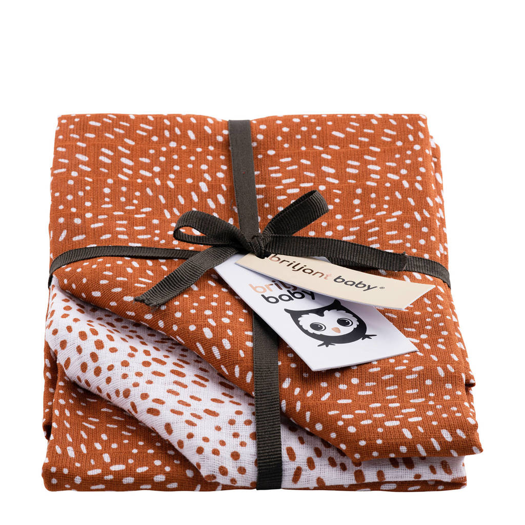 Briljant Baby Minimal Dots hydrofiel luier - set van 3 terra, Terra