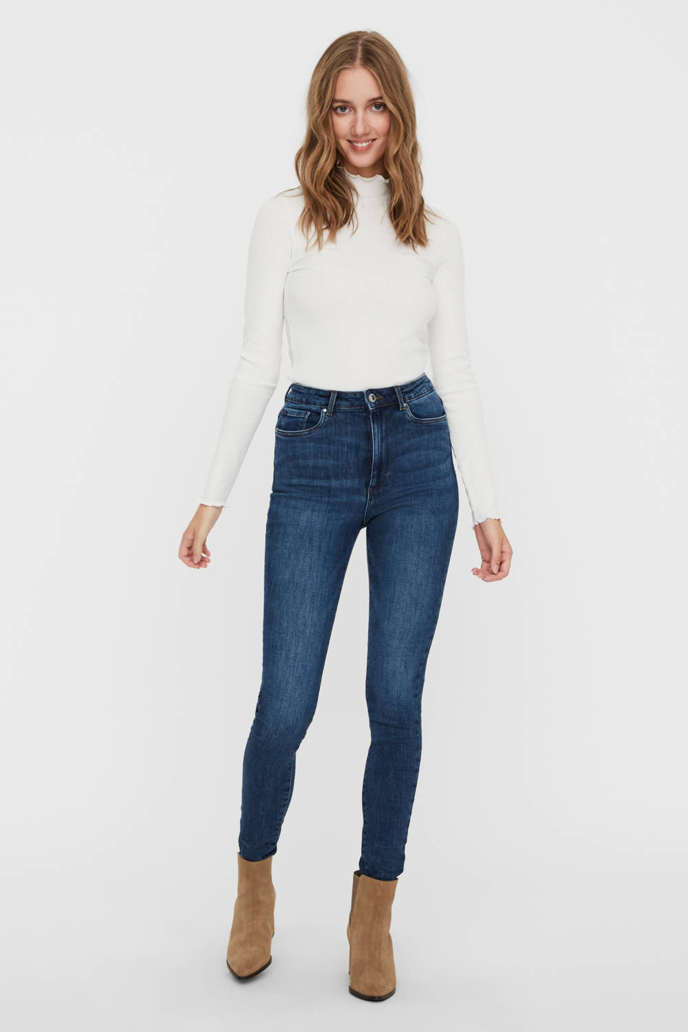VERO MODA high waist skinny jeans VMLOA medium blue denim | wehkamp