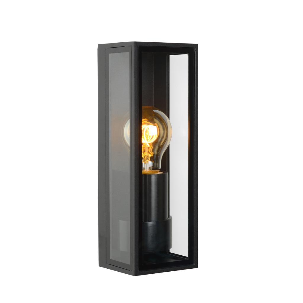 Lucide wandlamp buiten Dukan- 1xE27 - IP65 - Zwart 230 V