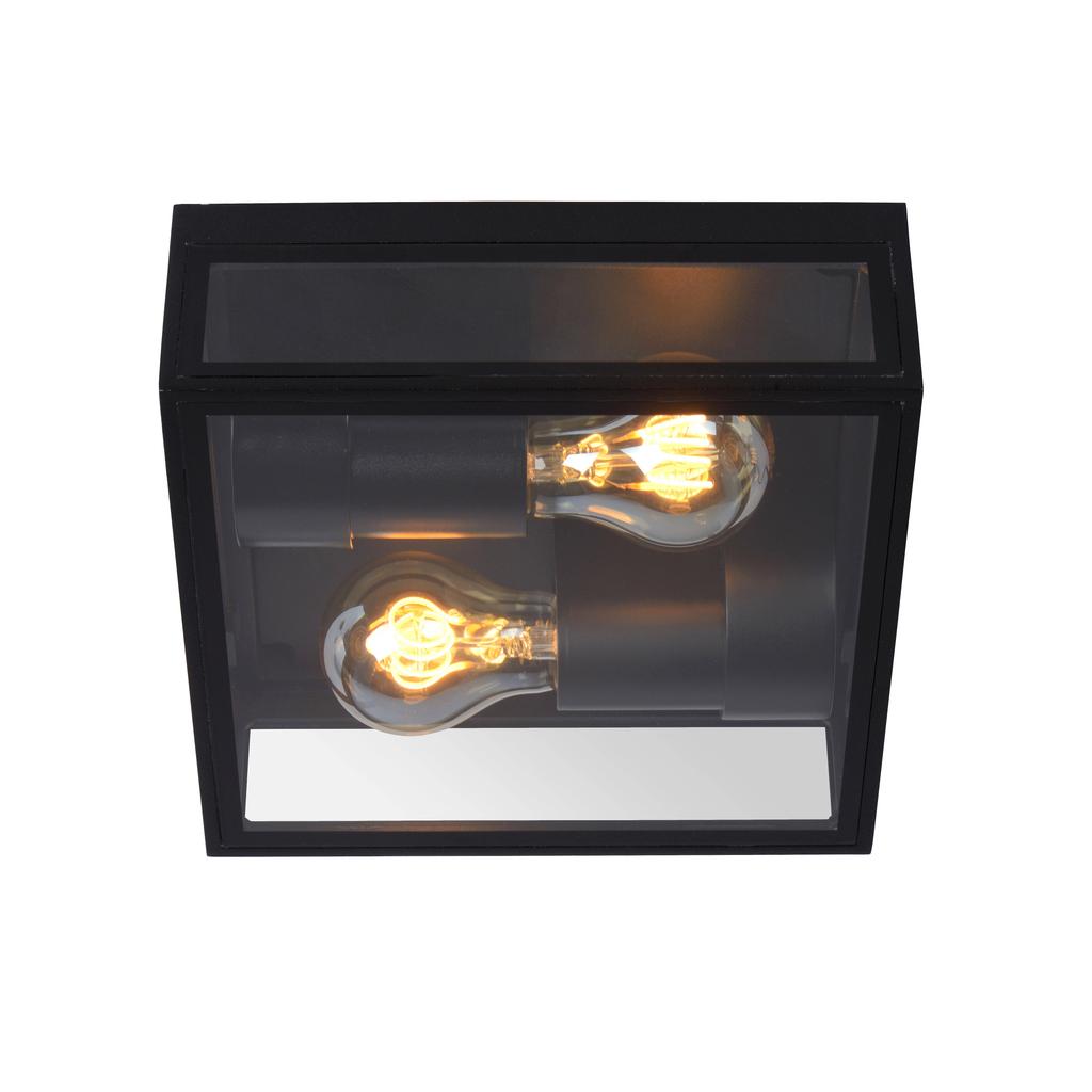 Lucide DUKAN - Plafonnière Buiten - 2xE27 - IP65 - Zwart 230 V