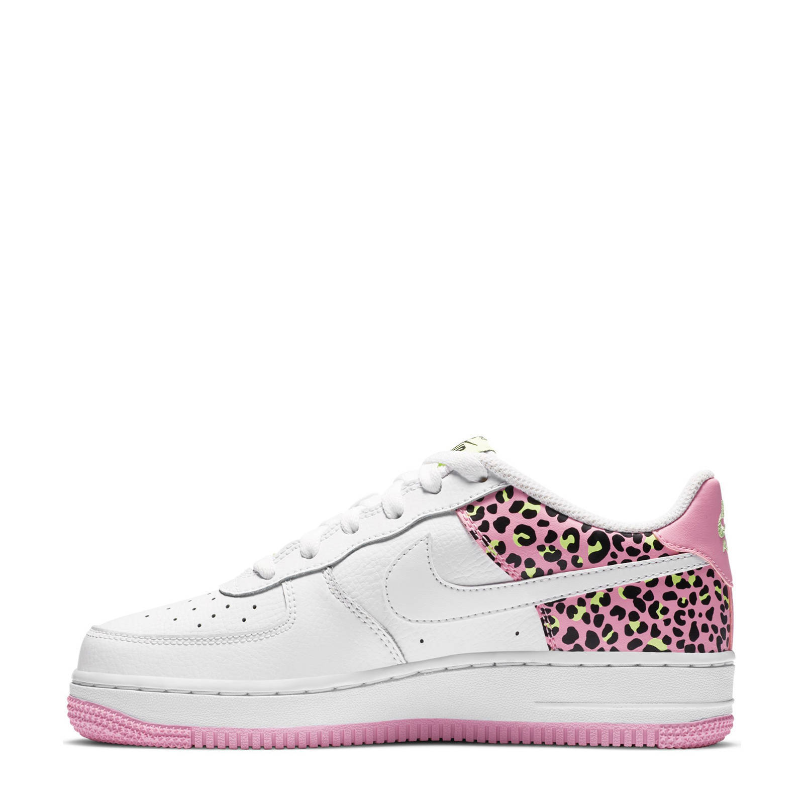 Nike NIKE AIR Force 1 '07 GS sneakers wit/roze en een stukje panterprint |  wehkamp