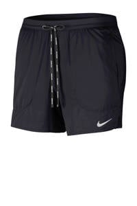 Zwart en zilverkleurige heren Nike hardloopshort van polyester met regular fit en elastische tailleband met koord