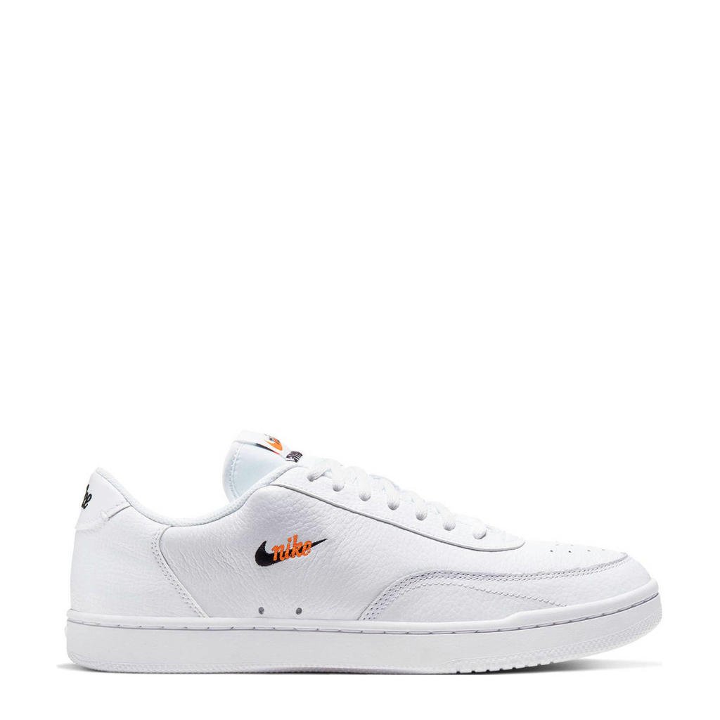 Wit, zwart en oranje heren Nike Court Vintage Premium sneakers van leer met veters
