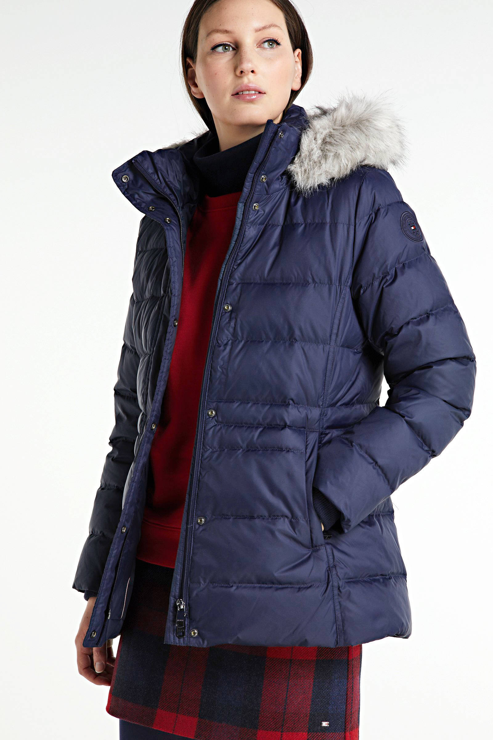 Tommy Hilfiger gewatteerde jas Tyra desert sky | wehkamp