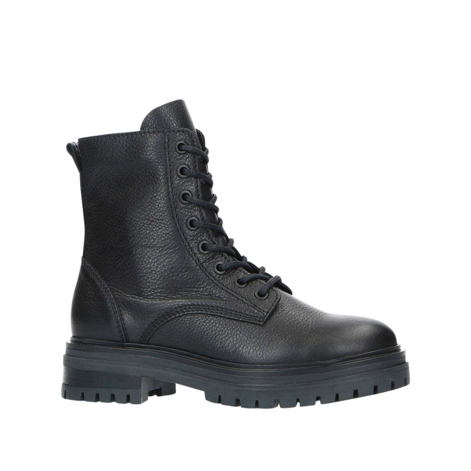 Manfield leren veterboots zwart | wehkamp