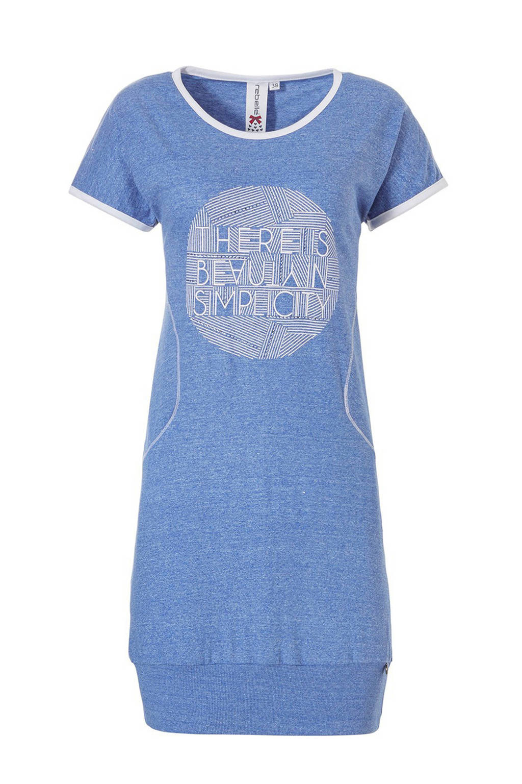 Rebelle nachthemd met printopdruk blauw, Blauw