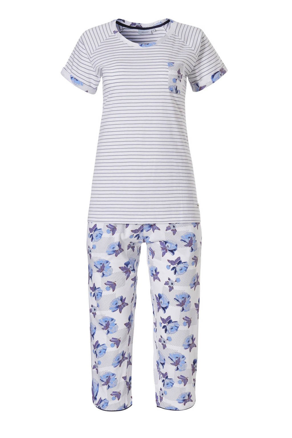 Pastunette pyjama met all over print blauw, Blauw/wit